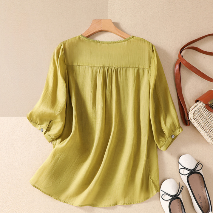Esmeralda Linen Lace Blouse