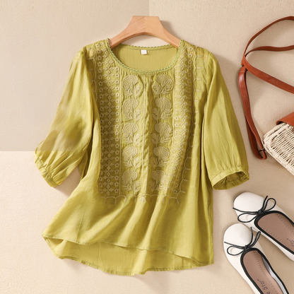 Esmeralda Linen Lace Blouse