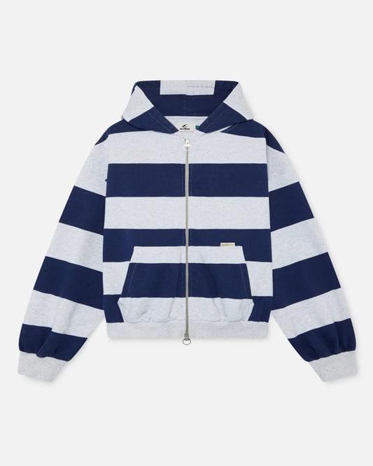 Oversized Striped Zip Hoodie