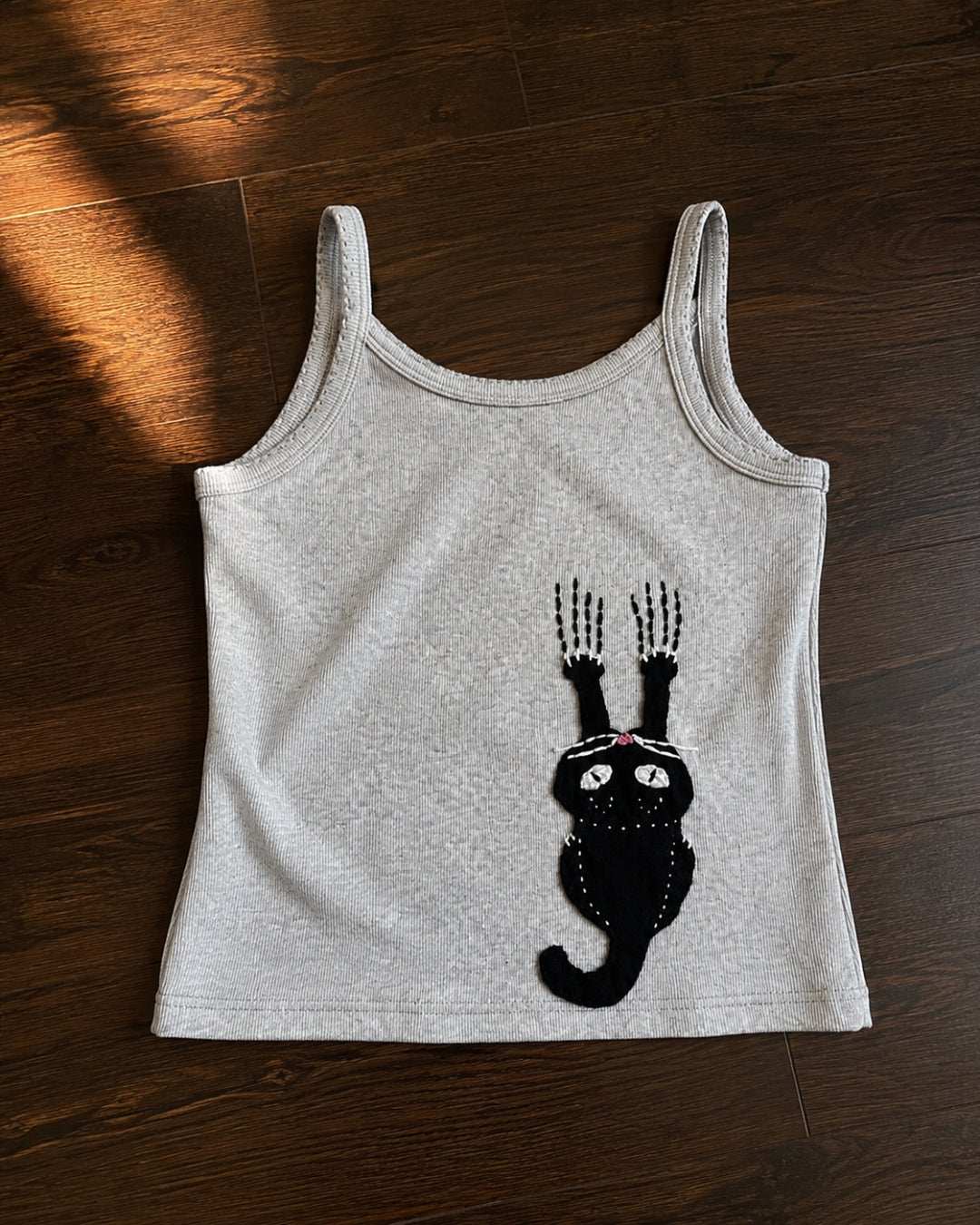 Scratching Cat Ribbed Tank