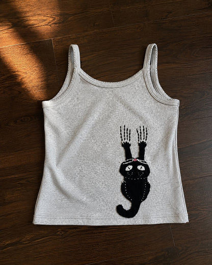 Scratching Cat Ribbed Tank