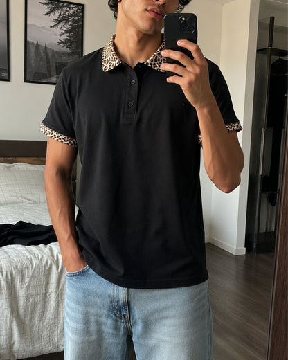 Unisex Leopard Collar Polo Shirt