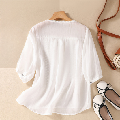 Esmeralda Linen Lace Blouse