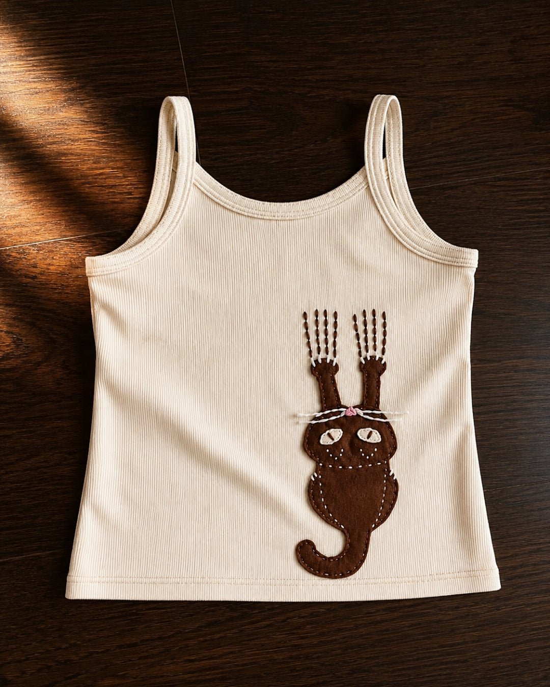 Scratching Cat Ribbed Tank