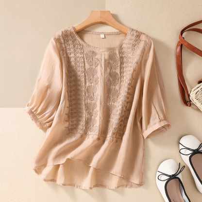 Esmeralda Linen Lace Blouse