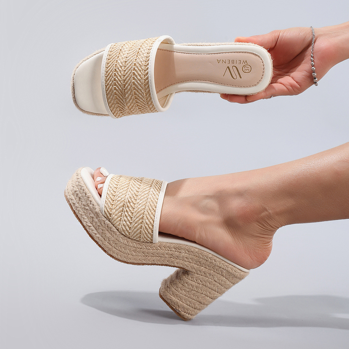 Nadine Woven Abaca Heels