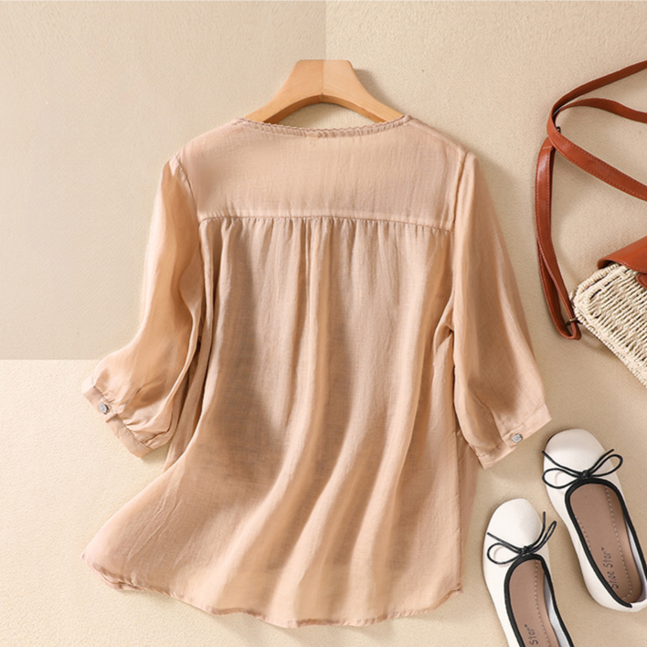 Esmeralda Linen Lace Blouse